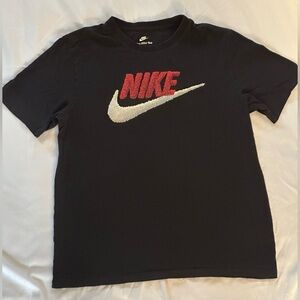 NIKE Black Shirt With Red Graphic/white Swoosh Sz.M